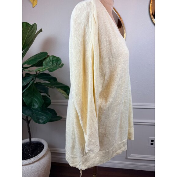 Eileen Fisher Organic Linen/Cotton Slub Knit Sweater – Soft Yellow – Size Large - Picture 12 of 15